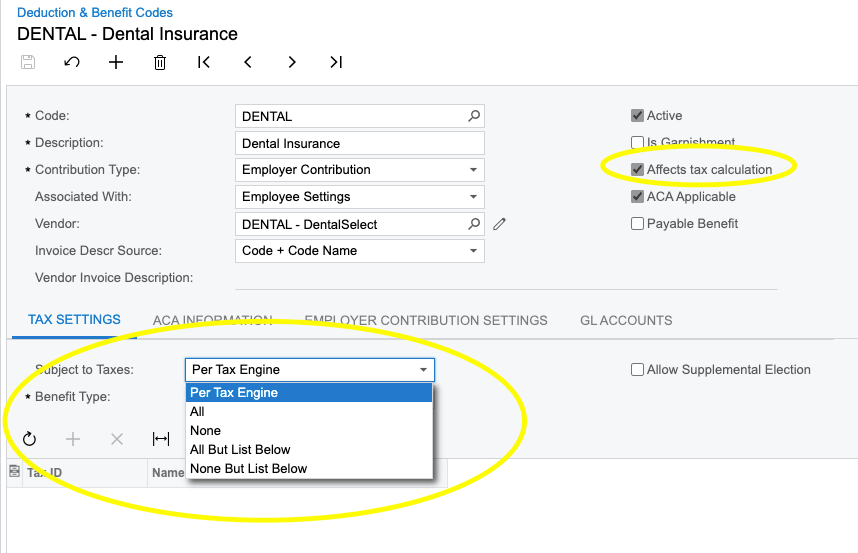 Payroll Question How To Setup A Deduction benefit Pre tax Ex Health 