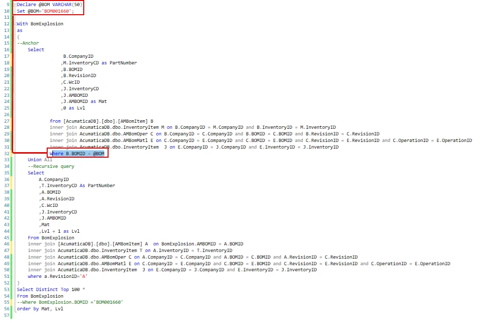 how to leave a spot in a recursive sql view for a report/GI Parameter ...