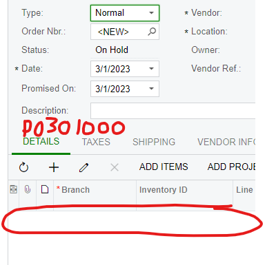 Open Purchase Order Form and add Detail lines from Inventory | Community