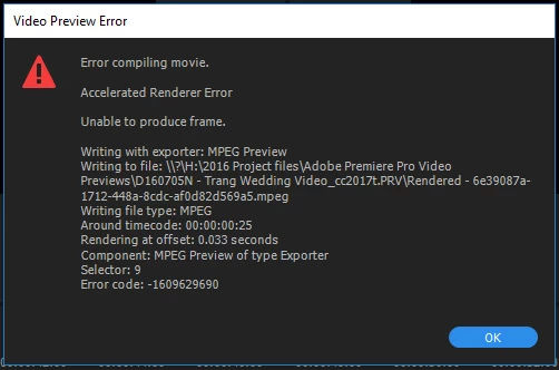 Error compiling movie after installed the new Premiere Pro CC_2017 ...