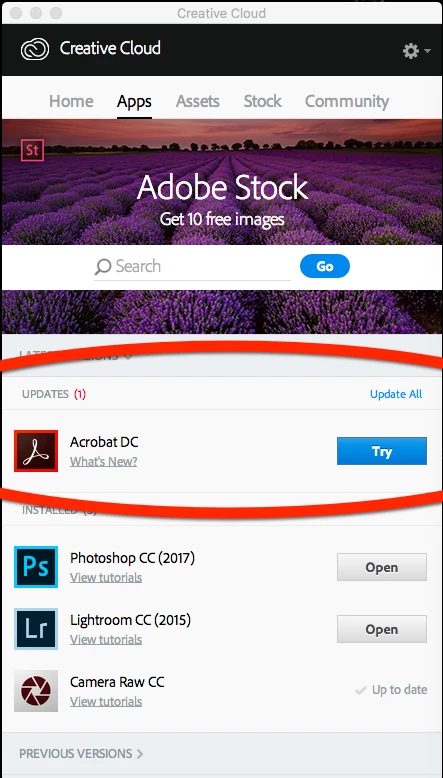 Creative Cloud Listing Acrobat DC and an Update | Community