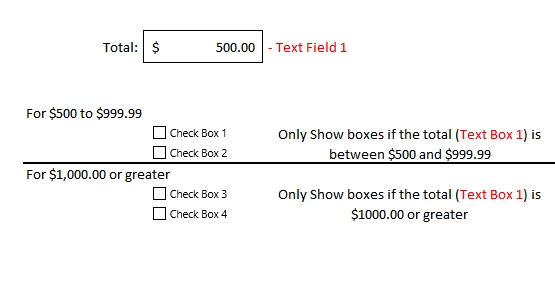 Show or Hide Checkbox based on the Number amount of a Text Field Box ...