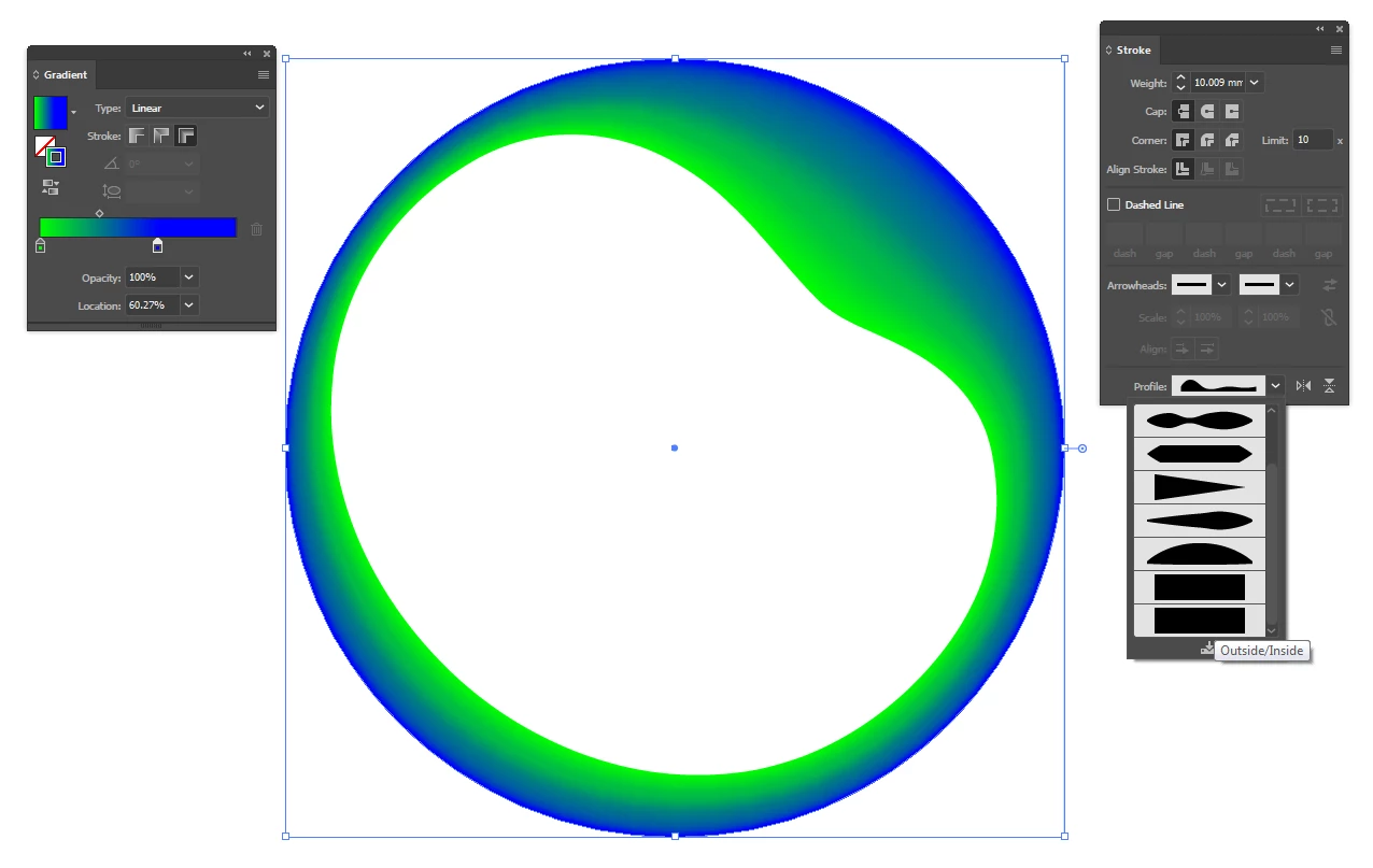 Apply a gradient stroke on the inside but also along stroke and with a ...