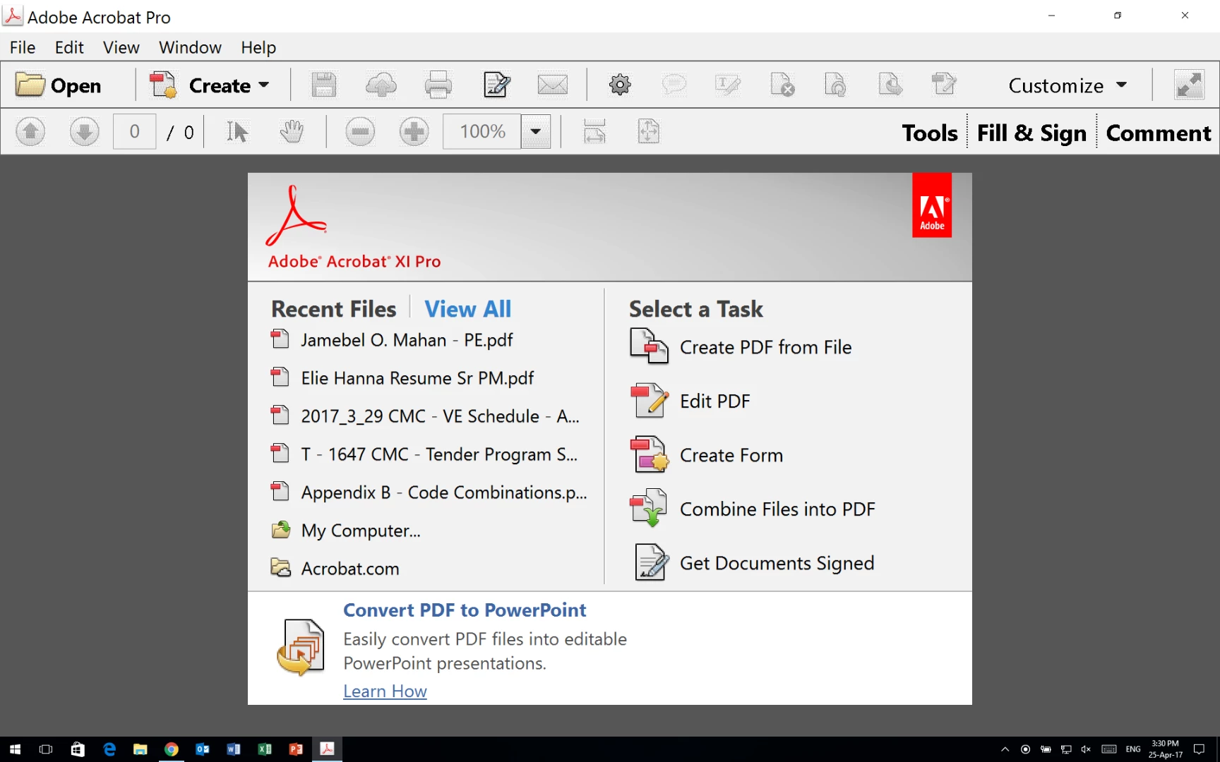 Adobe Acrobat XI Pro window on external monitor is Giant size