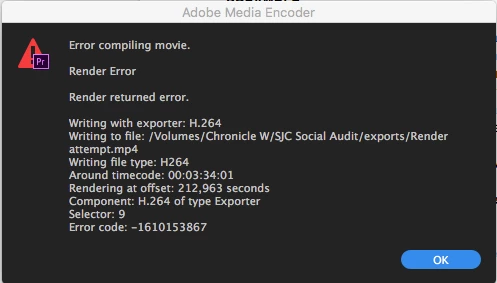 Trouble exporting, with error code -1610153867 | Community