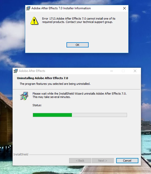 Cannot Uninstall Adobe After Effects 7.0 - Error 1713 | Community