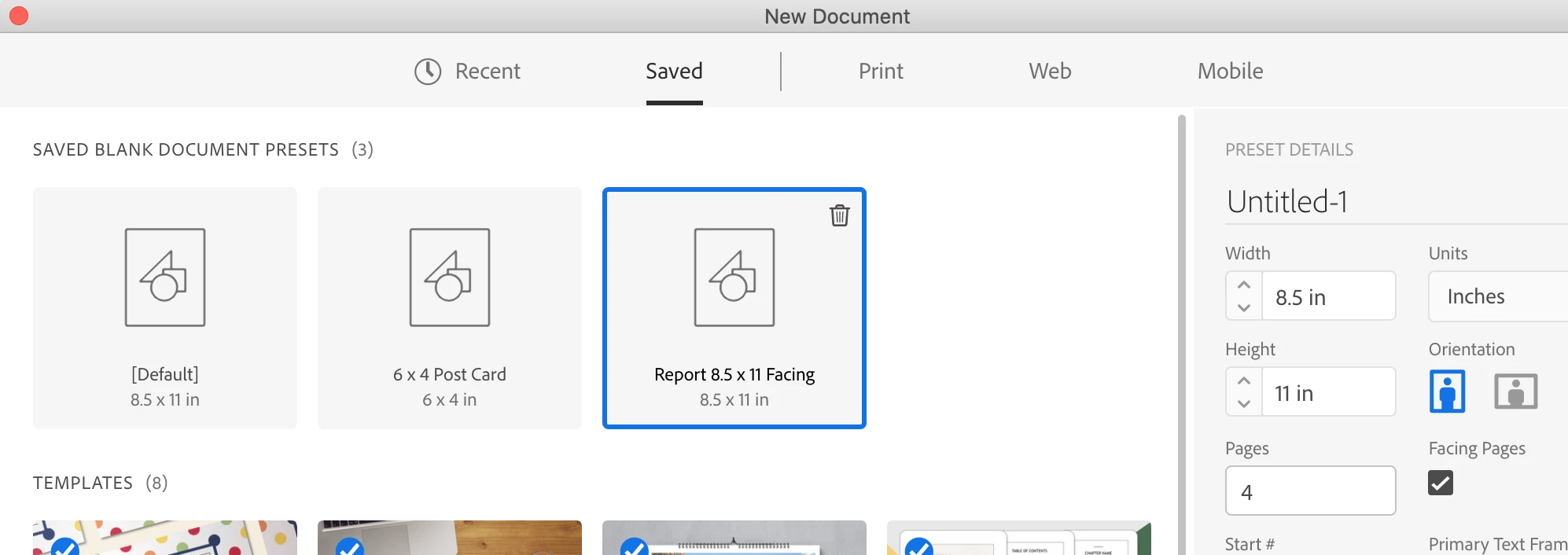 InDesign Custom Pages showing duplicate presets | Community