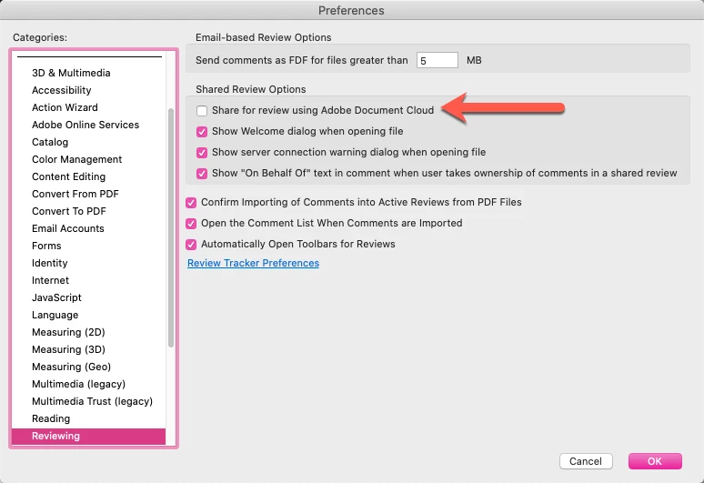 Why can't I send PDF for shared review anymore? Now it only lets me ...