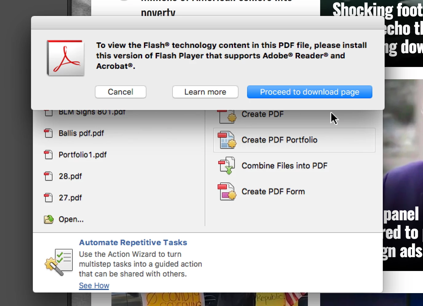 Cannot Create PDF Portfolio w/Acrobat 10.1.1 on Mac | Community