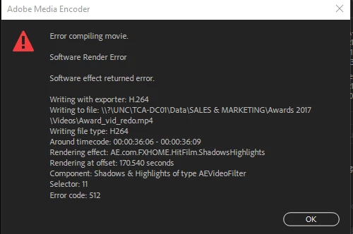 Project software render error | Community
