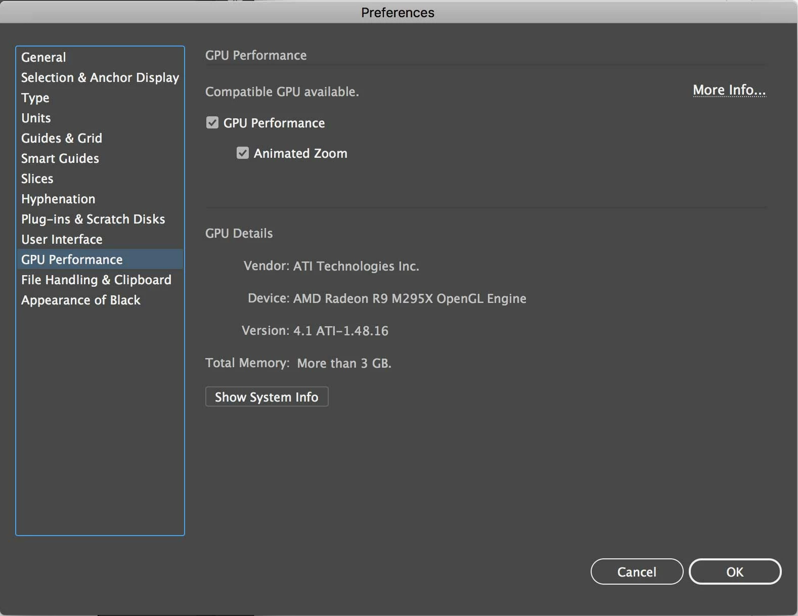InDesign GPU Option Not Available on Late 2014 5K iMac | Community