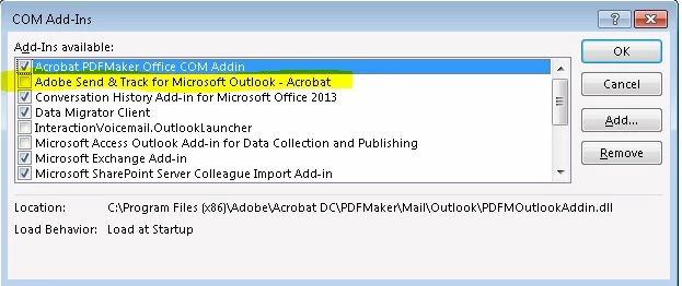 Is there a fix for conflicts in Outlook caused by Acrobat DC? | Community
