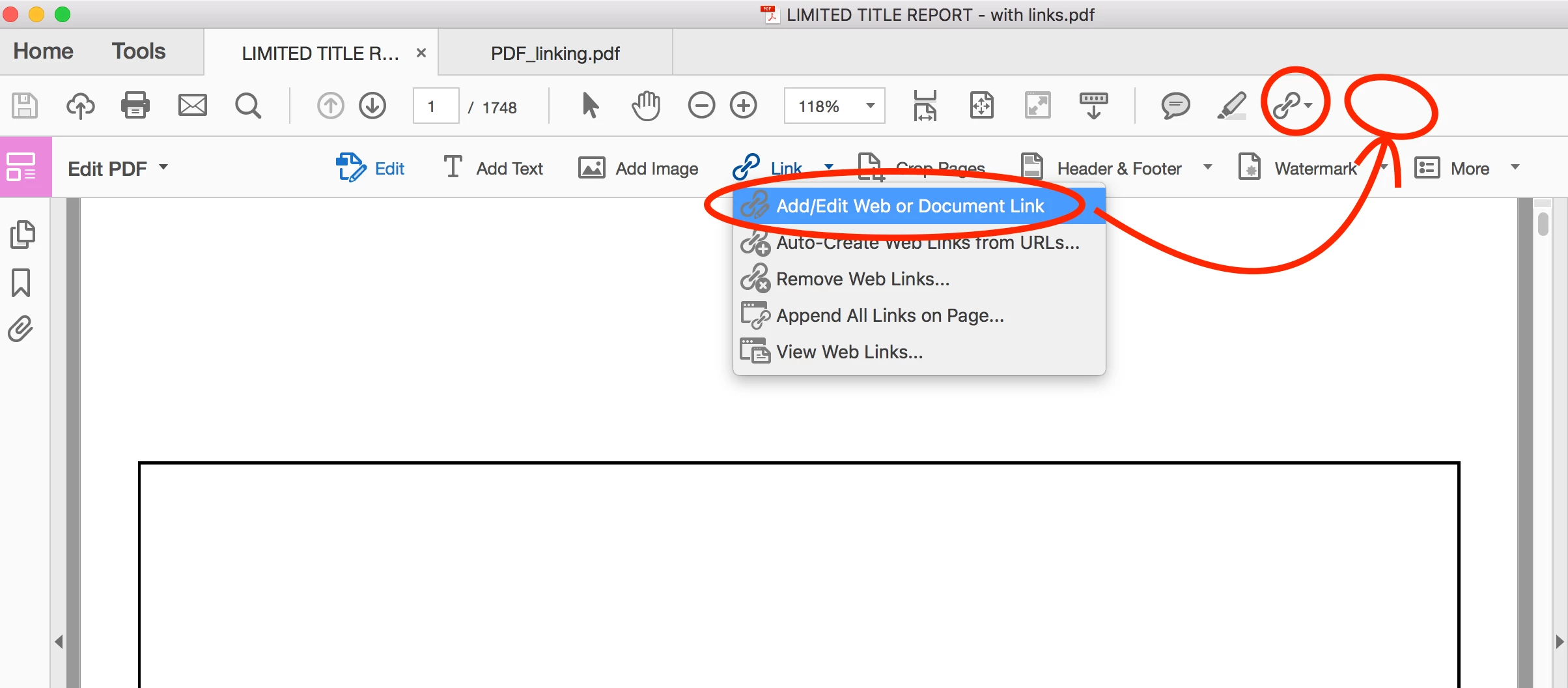 Is there a way to add the "Add/Edit Web or Document Link" to Toolbar ...