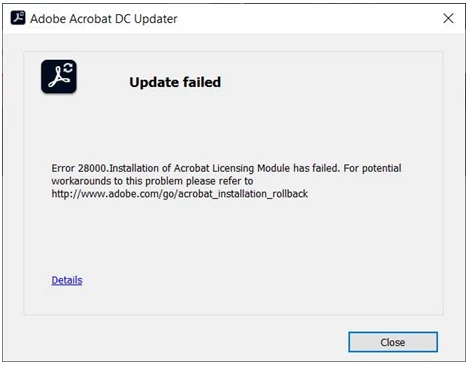 Adobe Acrobat DC giving update error | Community