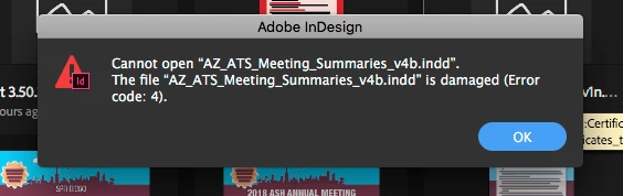 indesign error: file is damaged (error code: 4) | Community