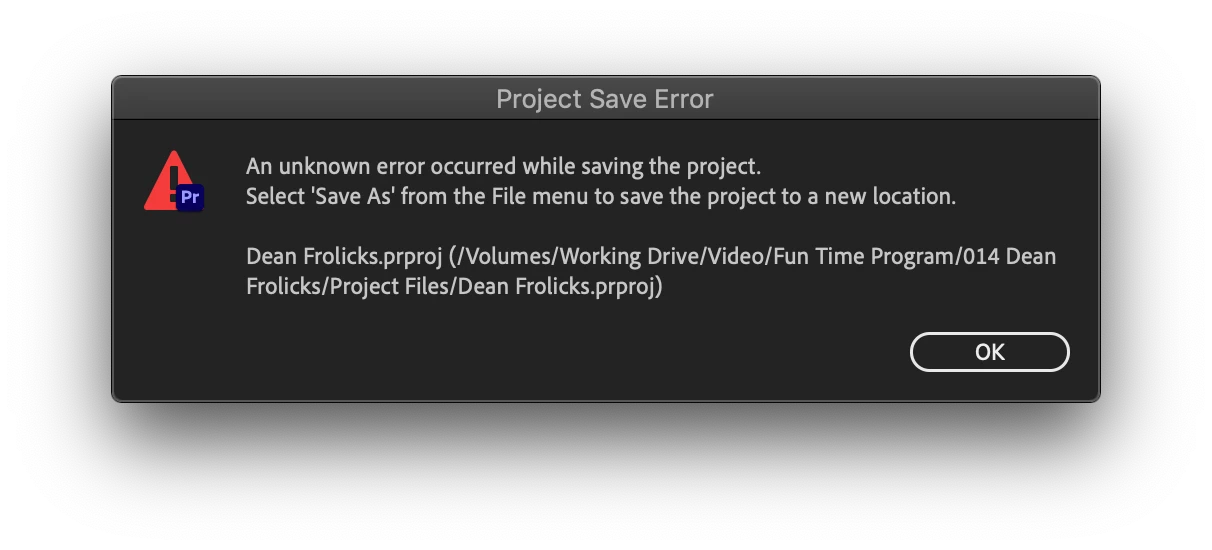 Project Save Error | Community