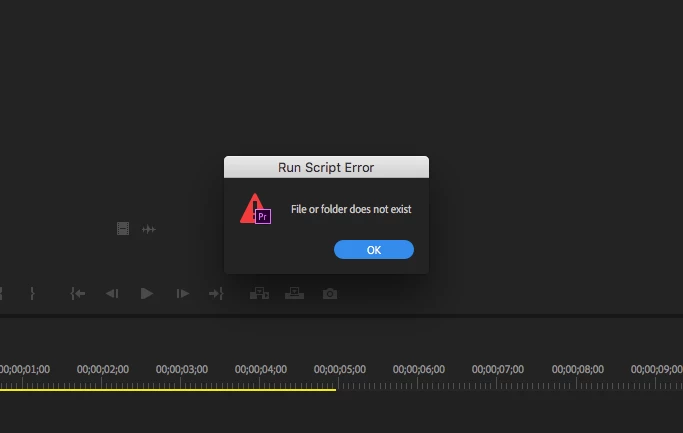 PremireProCC2018の使用中頻繁に「RunScriptError」「File or folder does not exist」と ...