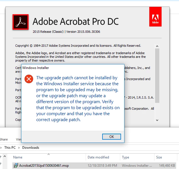 Acrobat Pro DC Classic Upgrade Fails | Community