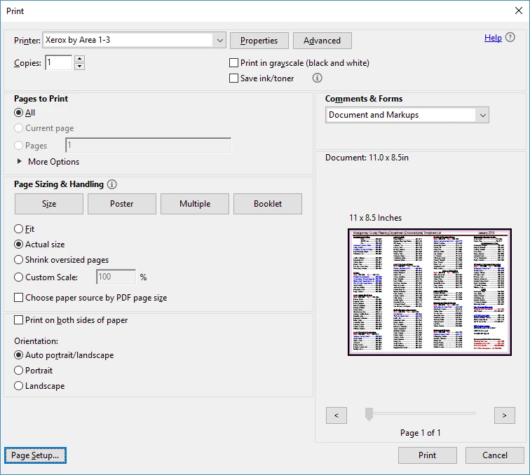 Adobe Acrobat DC refuses to print landscape, prints portrait - how can ...