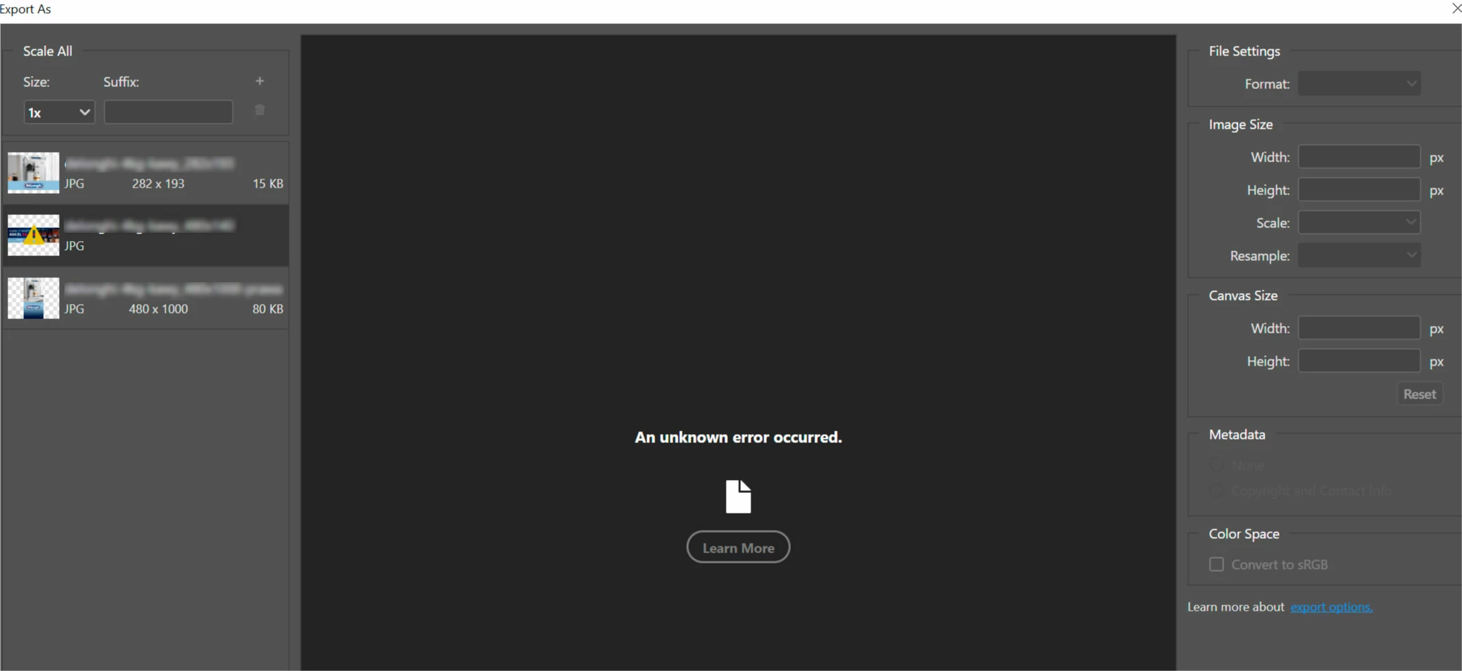 Photoshop Export As error | Community