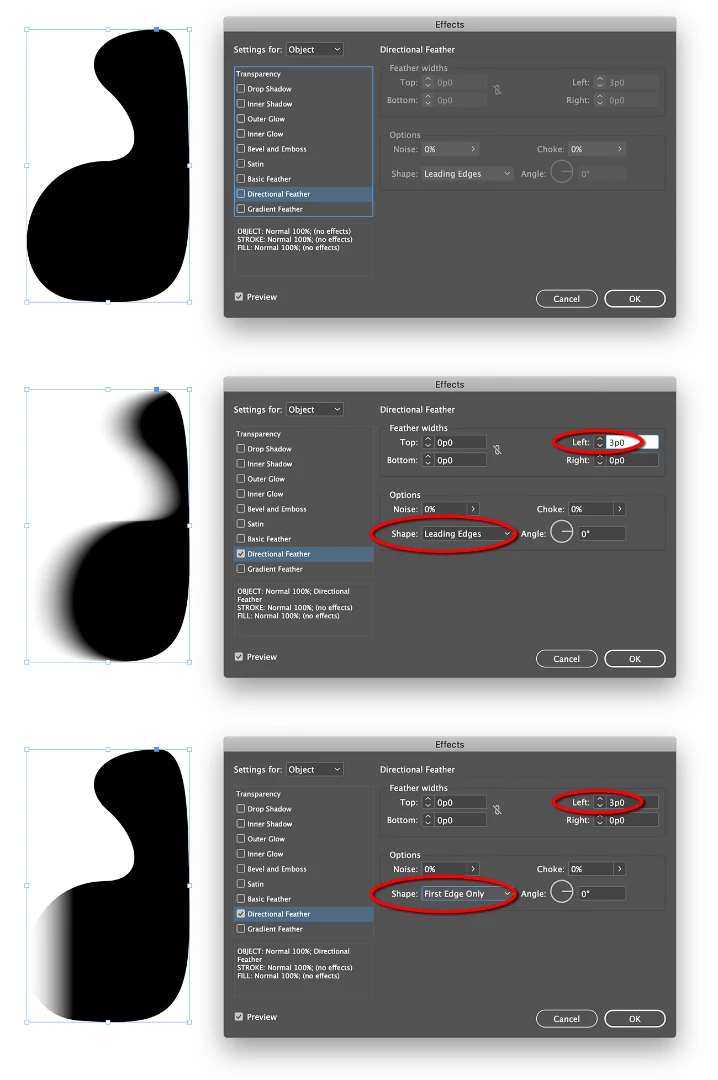 Feathers Indesign When use shape option in directional feather effects at adobe indesign ...