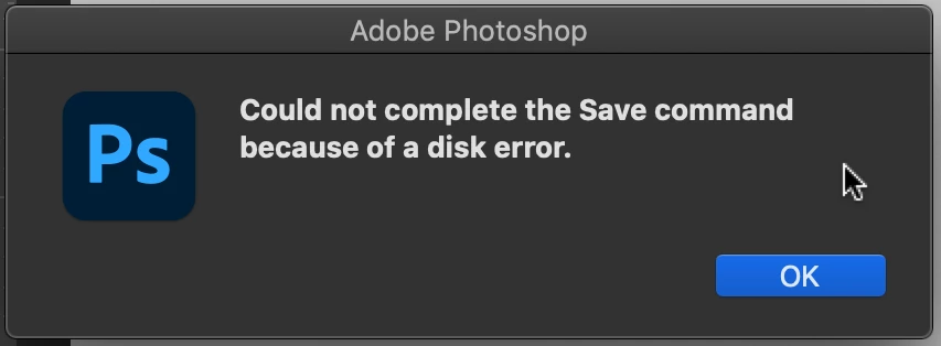 Can't Quit Photoshop due to Background Save Disc Error | Community
