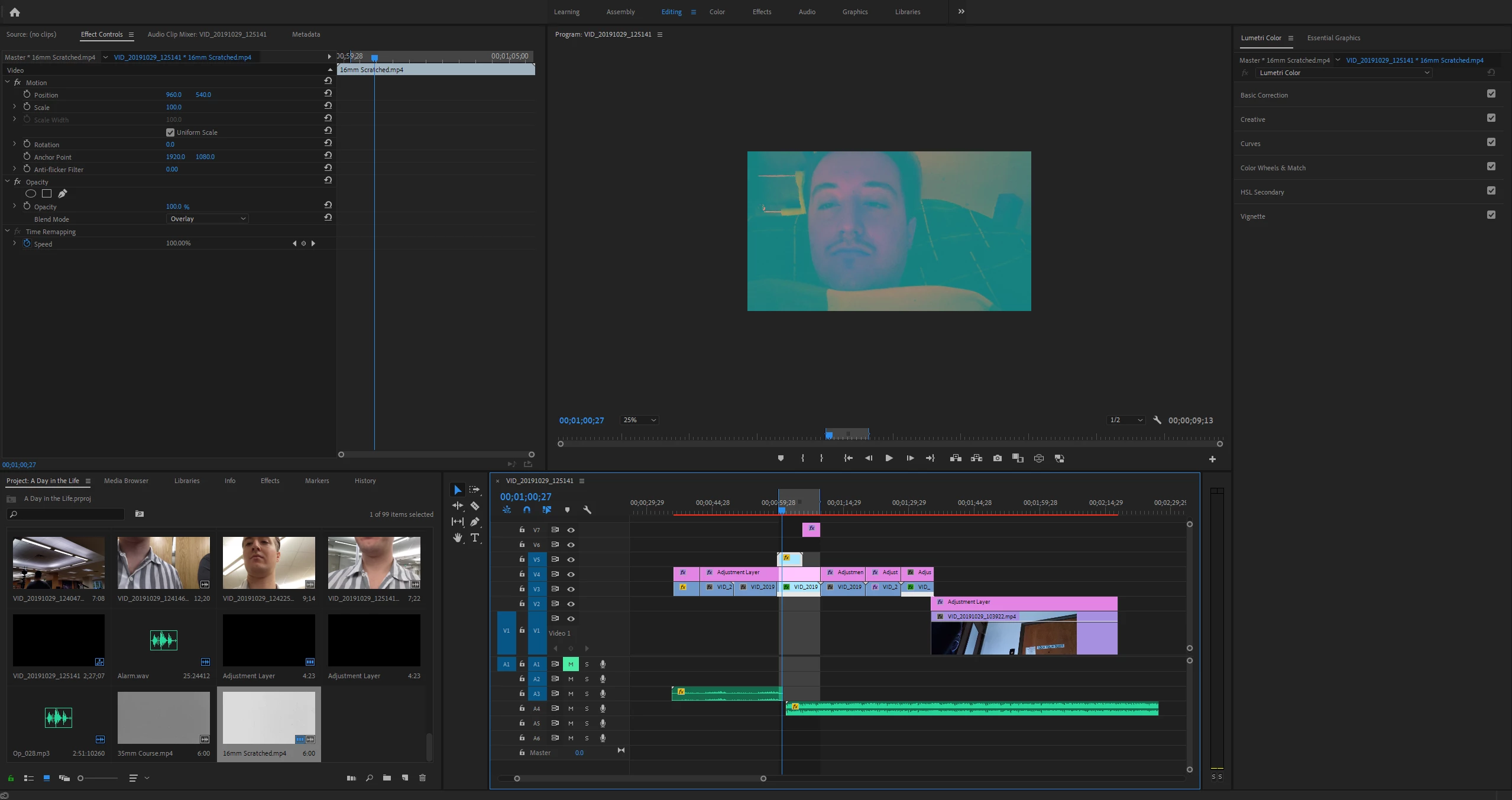 Premiere Pro - When adding anything on top of my footage and adjustment ...