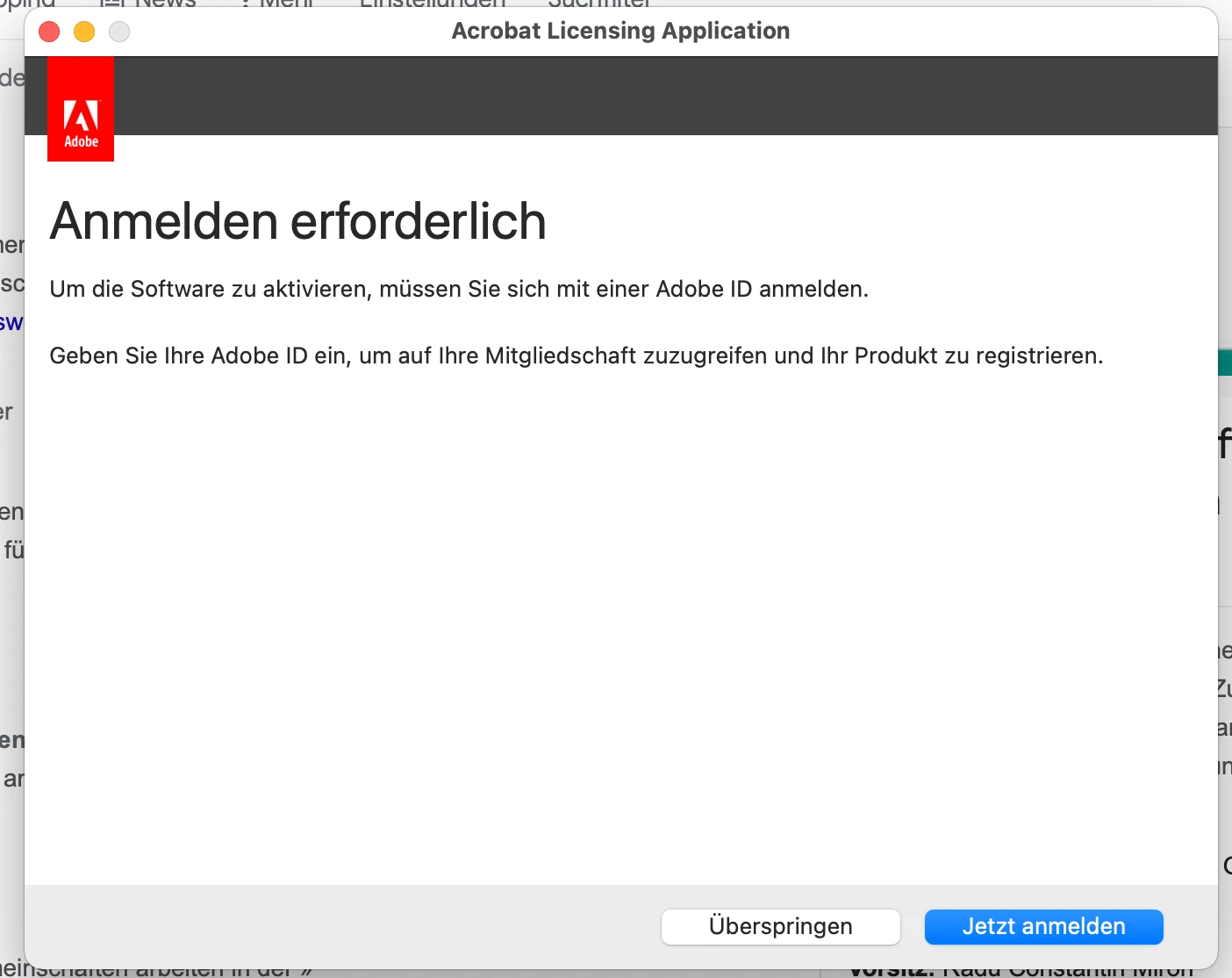 Unable to activate Acrobat 2017 in Big Sur | Community