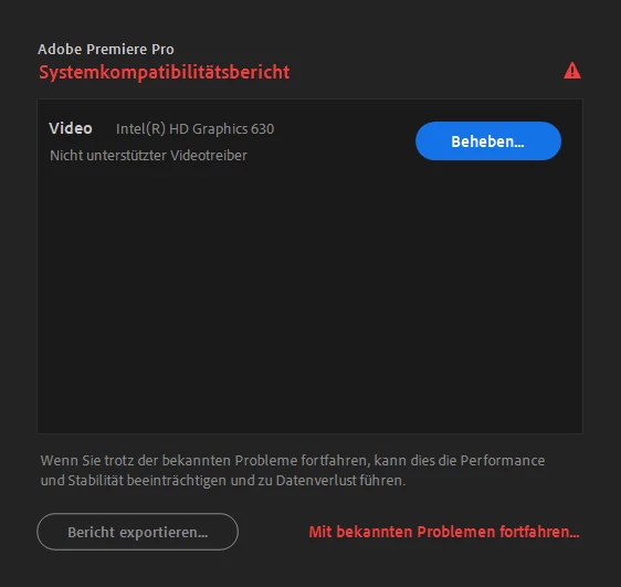 Premiere Pro v14.8 doesnt recognize latest Diver for Intel HD Graphics ...