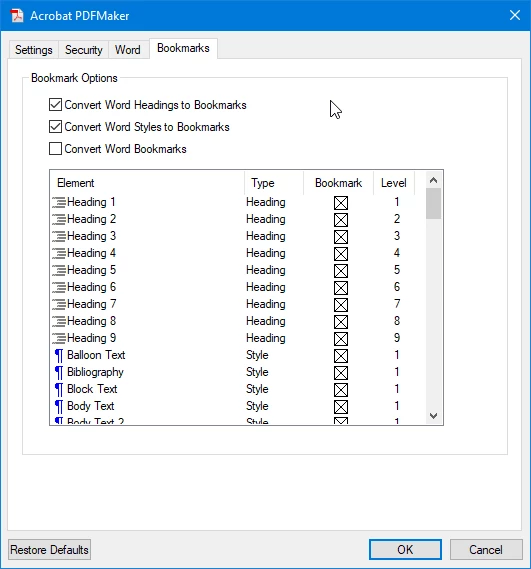 How to automatically group Bookmarks for Table and Figure captions in ...