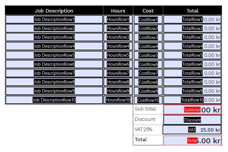Trying to make automated calculations for an invoice .pdf in acrobat ...