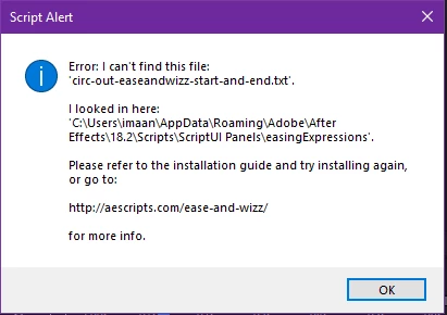 AE can't seem to find the script files or is looking for them in the ...