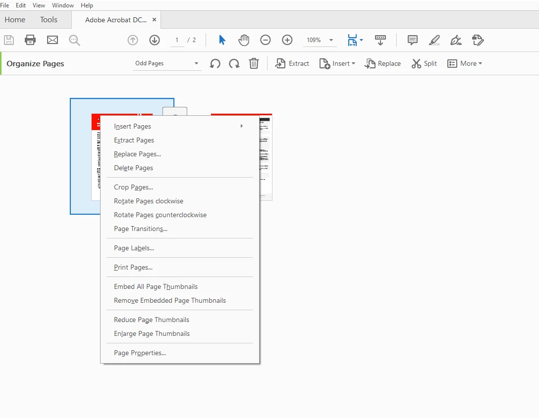 Acrobat Pro 2020 (2020.004.30005) Page copy and paste diactivate ...