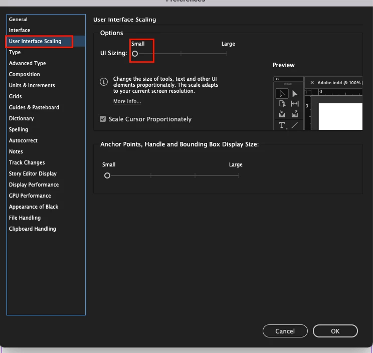 Indesign interface comically large | Community
