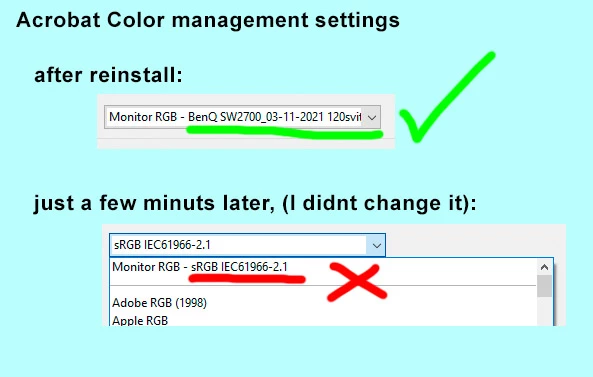 Acrobat is showing wrong colors (ignores display profile). | Community