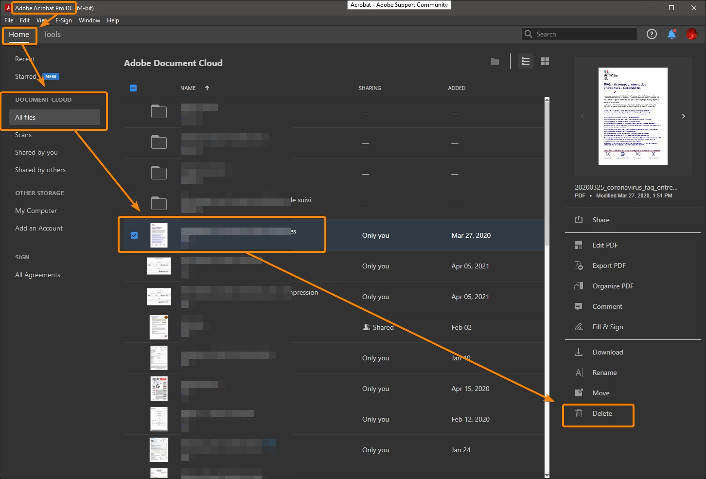 How do I DELETE Secure Documents saved to Acrobat document cloud fo ...