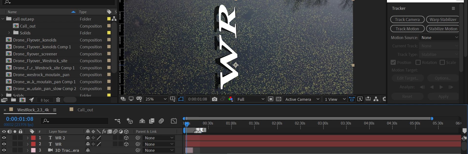 Track Camera with 3D text using Track Matte with text | Community