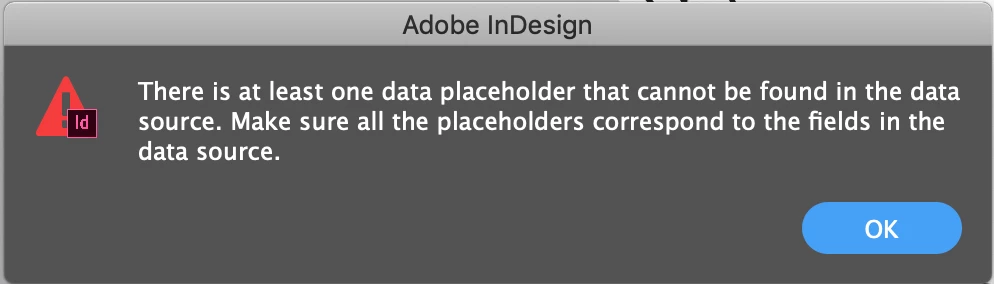Data Merge – error message for Placeholders and Excel Headings | Community