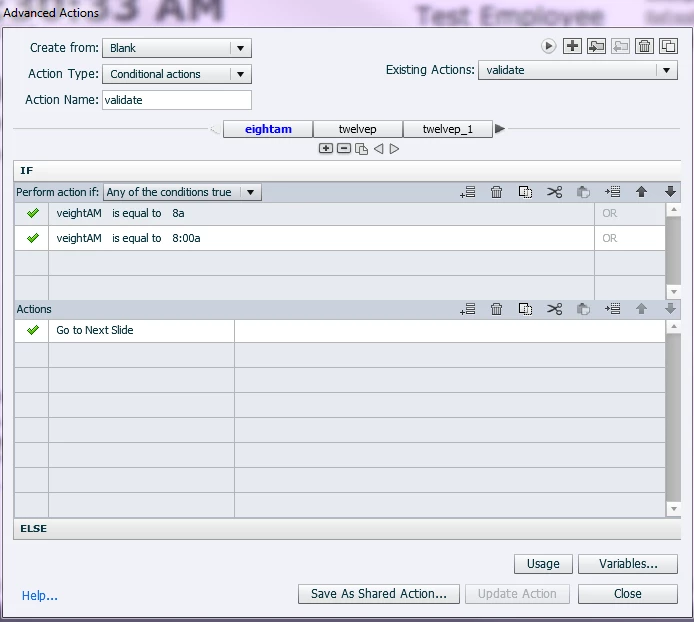 Multiple Validation Advanced Actions in One Slide? | Community