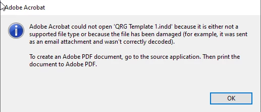 Indd Error Save as indd file on OneDrive and it won't open... says its damaged or ...