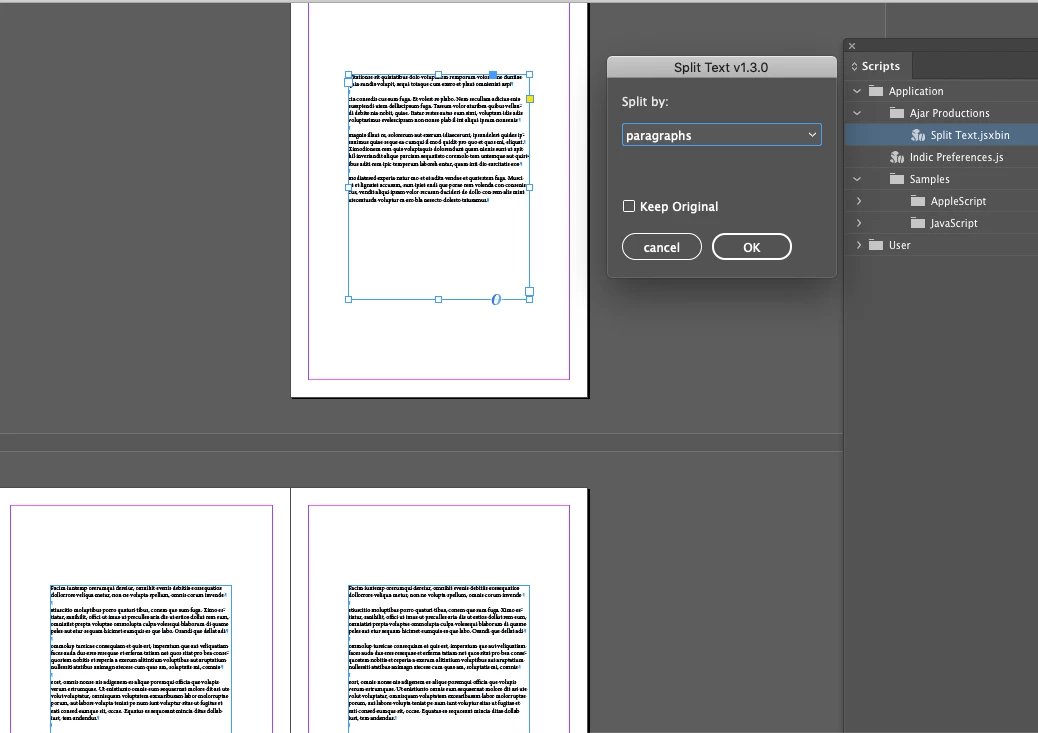 Script for paragraph to text frames | Community