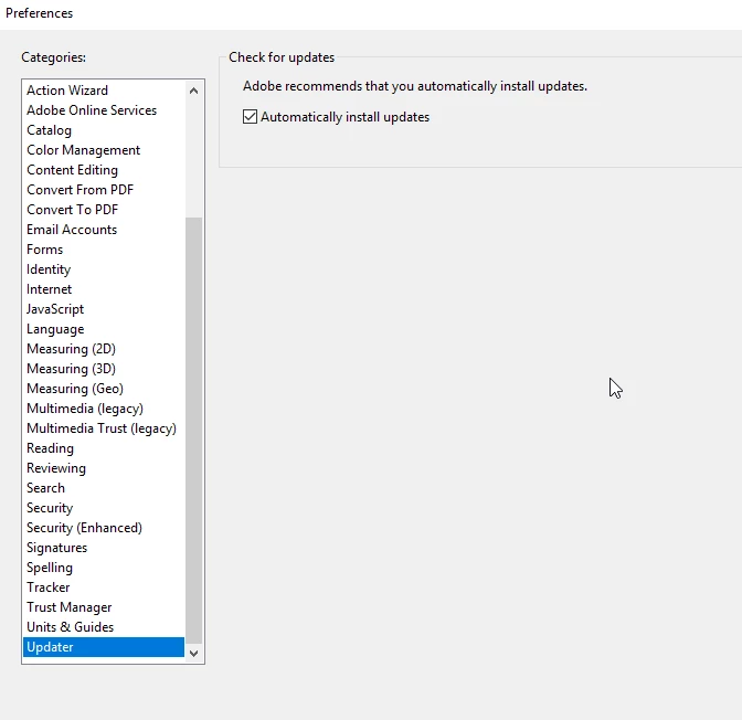 Disable Adobe Acrobat dc automatic updates | Community