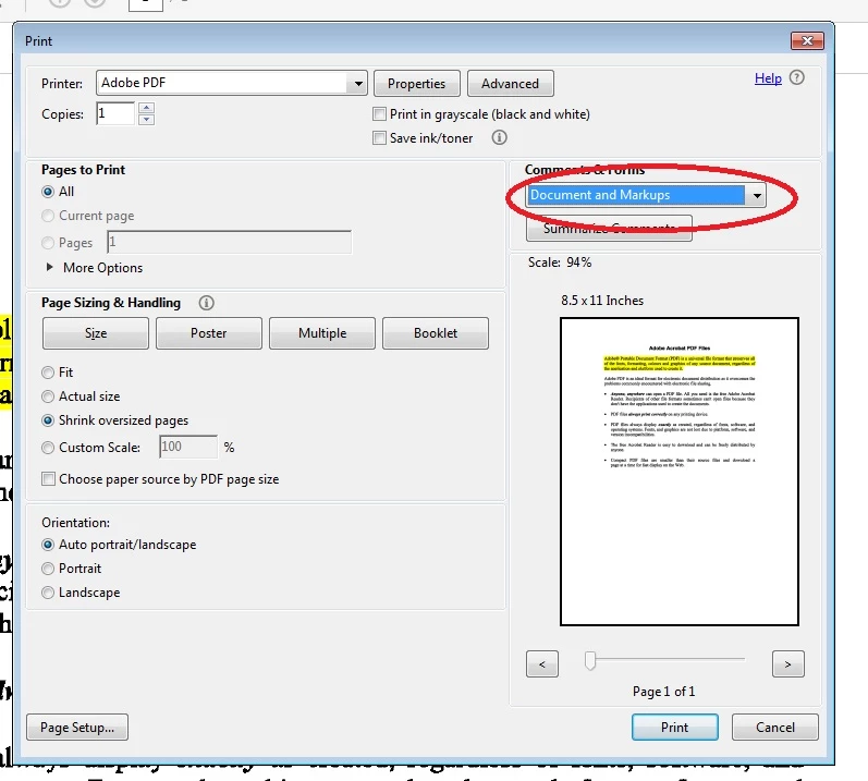 Running Acrobat Pro 9, cannot print pdf highlights- only using color ...