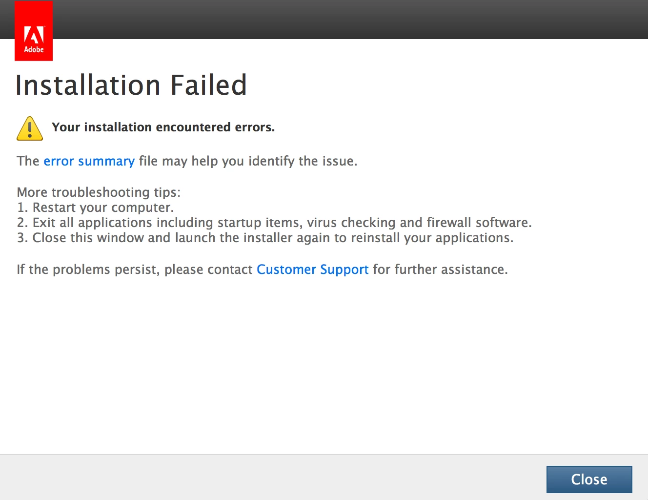 Installation Failed | Community
