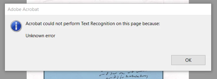 Error Messages when attempting to "Recognize Text" under OCR | Community