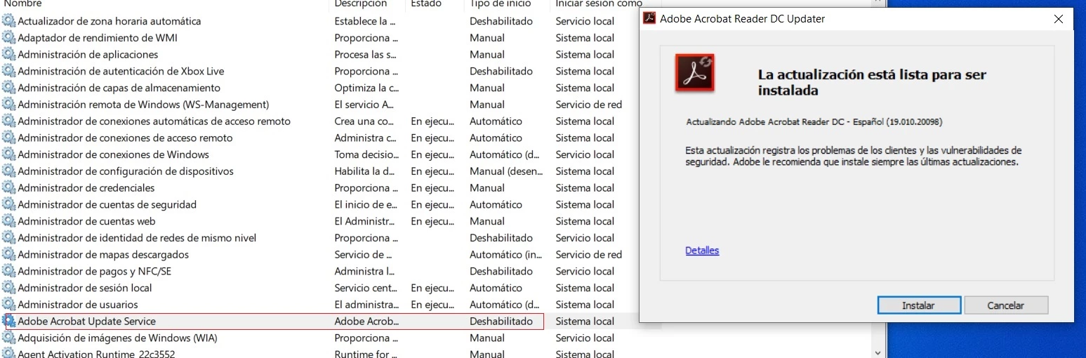 Acrobat Reader disabled update keeps updating | Community