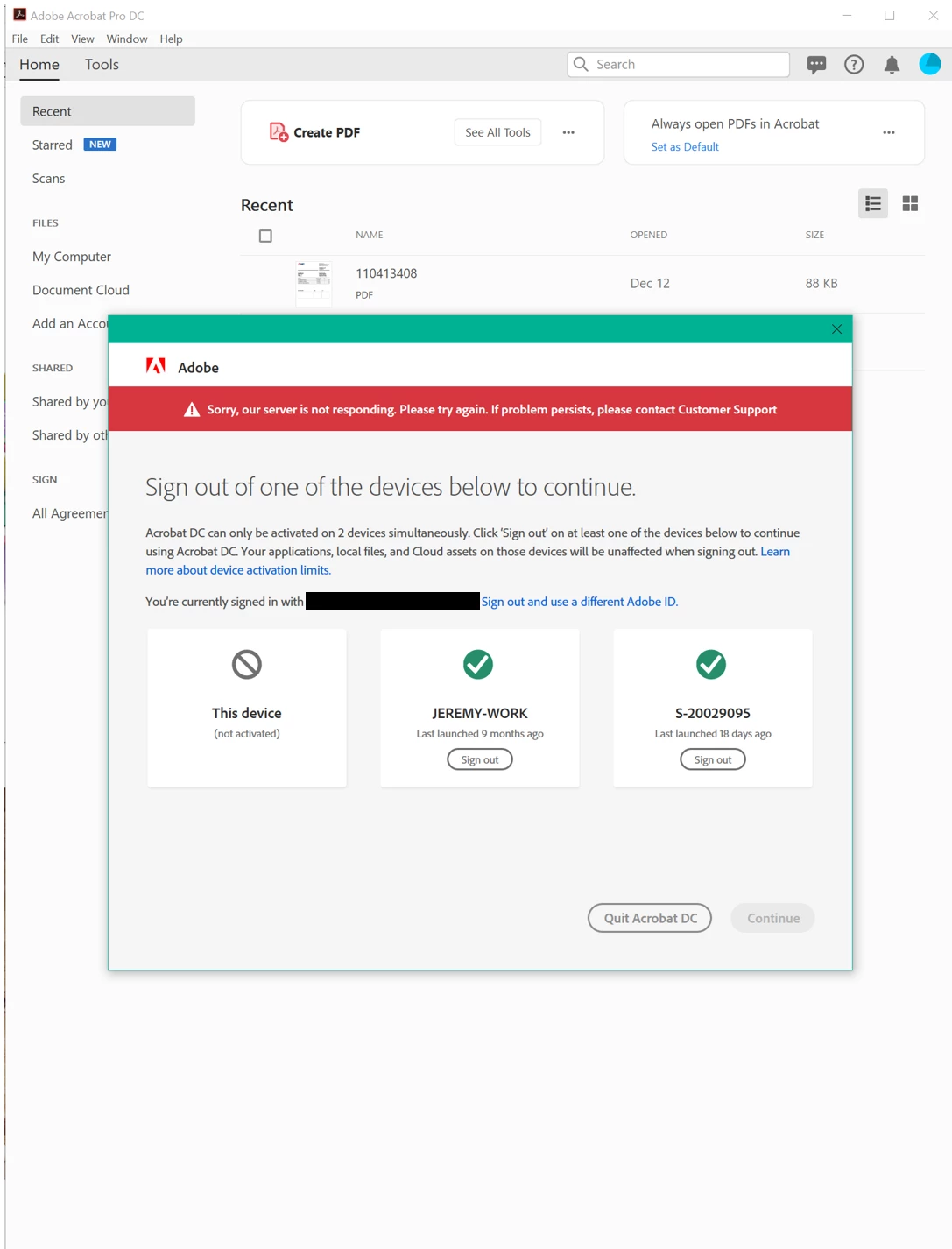 Adobe Acrobat failing to activate | Community