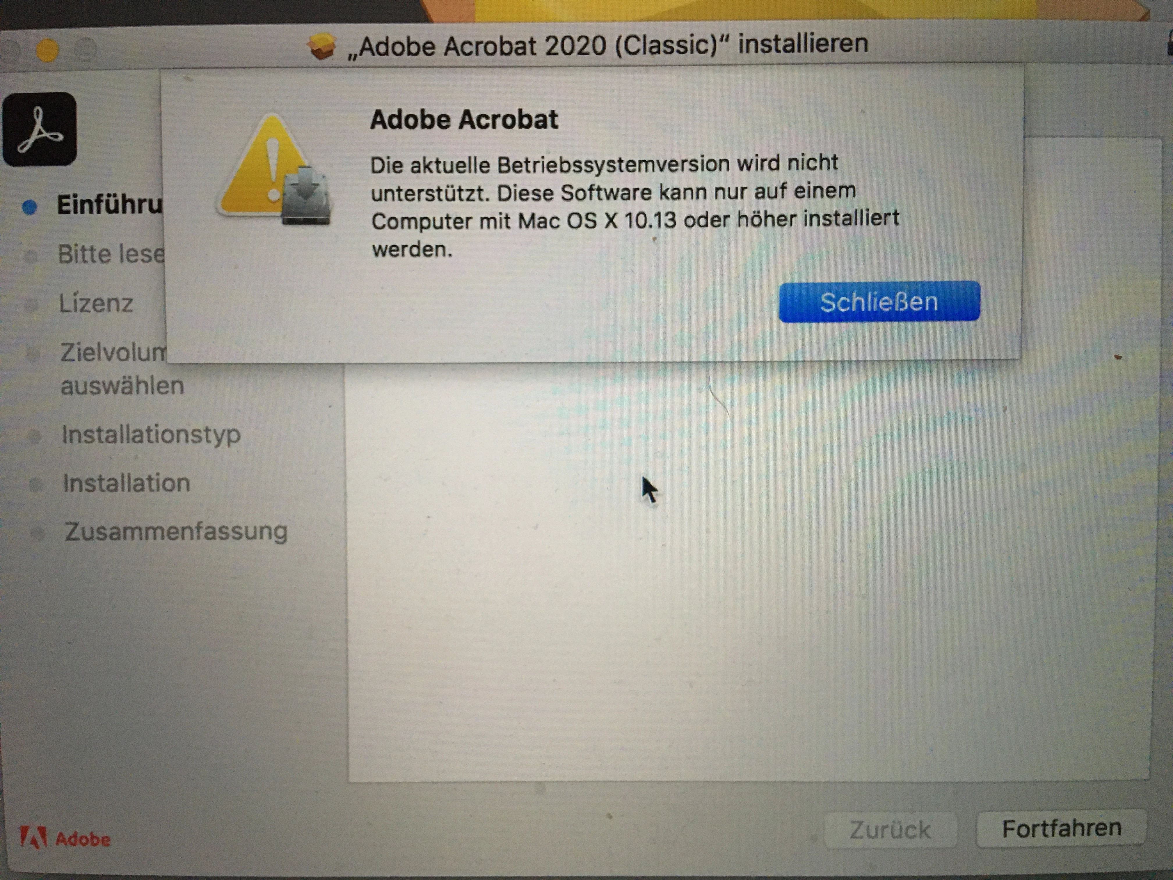 Adobe Acrobat Pro 2020 Mac installation fails at Mac OS Sierra 10.12.6 ...