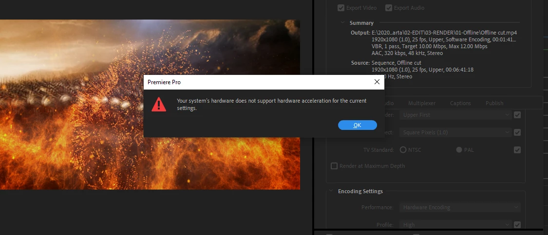 Unable use Hardware Encoding when export H264 | Community