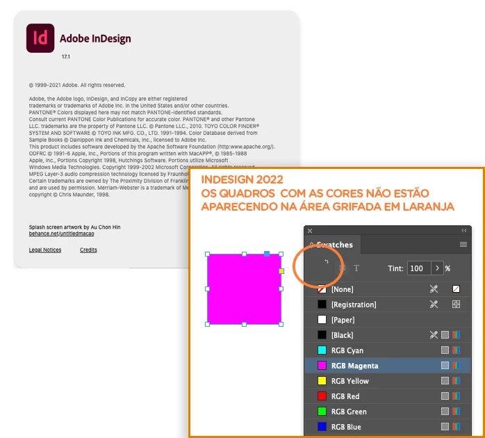 problemas na janela de swatches InDesign | Community